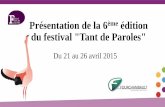 Présentation festival "Tant de Paroles" 2015
