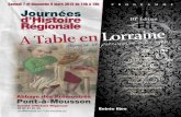 Journées d'Histoire Régionale. A table en Lorraine, Histoire et patrimoine culinaire