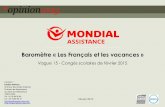 Mondial Assistance - Les Français et les vacances - Vague 15 - Sondage OpinionWay - Février 2015