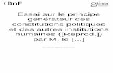 Joseph de Maistre - Essai Sur Le Principe Générateur Des Constitutions Politiques [Em Francês]