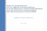 Rapport de Serge Lagauche _ Bilan Et Propositions Sur Le Régime D-Autorisations D-Aménagement Cinématographique Issu de La Loi de Modernisation de L-économie Du 4 Août 2008