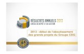 Caisse de dépôt et de gestion (CDG) - Les résultats annuels 2013