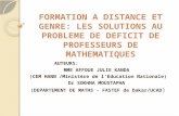 FORMATION A DISTANCE ET GENRE: LES SOLUTIONS AU PROBLEME DE DEFICIT DE PROFESSEURS DE MATHEMATIQUES