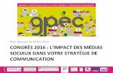Congrès 2016 : impact des Médias sociaux dans votre stratégie de communication