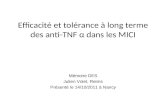 Efficacité et tolérance à long terme des anti-TNF  α  dans les MICI