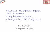 Valeurs diagnostiques des examens complémentaires (imagerie, biologie…)
