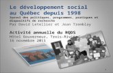 Le  développement social au  Québec depuis 1998