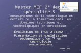 Évaluation de l’UE 2TE426A : Présentation et exploitation pédagogique d’un TP en technologie