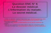 Question ENC N° 6  Le dossier médical. L'information du malade.  Le secret médical.