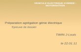 Préparation agrégation génie électrique     Epreuve de dossier TIMIN J-Louis  le 22.01.11