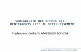 VARIABILITE DES EFFETS DES MEDICAMENTS LIES AU VIEILLISSEMENT Professeur Isabelle MACQUIN-MAVIER