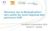 Réunion sur la Mutualisation des outils du suivi régional des parcours VAE