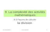 9  La complexité des activités mathématiques