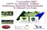 7 et 8 juillet 2007  CEI** Le Hainaut  119kms  Endurance Equestre Internationale