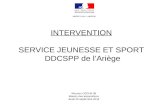 INTERVENTION SERVICE JEUNESSE ET SPORT  DDCSPP de l’Ariège
