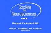 Rapport d’activités 2010 COFUSI – Académie  des  Sciences  26.04.2011