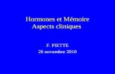 Hormones et Mémoire Aspects cliniques