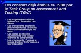 Les constats déjà établis en 1988 par le  Task Group on Assessment and Testing (TGAT)