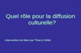 Quel rôle pour la diffusion culturelle? Intervention de bilan par Thierry Grillet