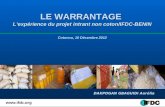 LE WARRANTAGE L’expérience du projet intrant non coton/IFDC-BENIN