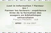 François FREDERIC – ULB APBD  – 21 mai 2007