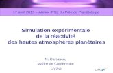 Simulation expérimentale  de la réactivité  des hautes atmosphères planétaires