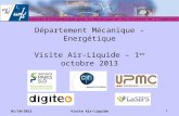 Département Mécanique - Energétique Visite Air-Liquide – 1 er  octobre 2013
