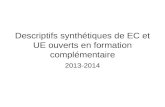 Descriptifs synthétiques de EC et UE ouverts en formation complémentaire
