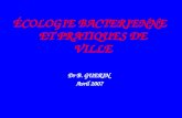 ‰COLOGIE BACTERIENNE ET PRATIQUES DE VILLE Dr B. GUERIN  Avril 2007
