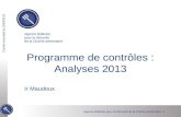 Programme de contrôles : Analyses 2013