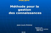 MKSM  Méthode pour la gestion  des connaissances  Jean-Louis Ermine