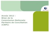 Année 2012 : Bilan de la  Commission Nationale Paritaire de Conciliation (CNPC)
