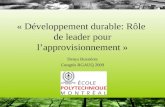 « Développement durable: Rôle  de leader pour l’approvisionnement »