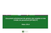 Document prévisionnel de gestion des emplois et des crédits de personnel (DPGECP) Mars 2014