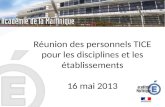 Réunion des personnels TICE pour les disciplines et les établissements 16 mai 2013