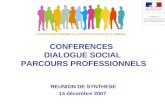 CONFERENCES  DIALOGUE SOCIAL  PARCOURS PROFESSIONNELS