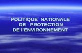 POLITIQUE  NATIONALE  DE   PROTECTION DE l’ENVIRONNEMENT