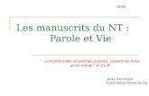 Les manuscrits du NT :            Parole et Vie