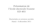 Présentation de l’école doctorale Erasme ED 493
