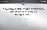 RÉAMÉNAGEMENT DES EFFECTIFS - prochaines étapes au  Budget 2012