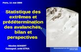 Statistique des extrêmes et prédétermination des avalanches, bilan et perspectives