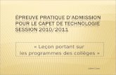Épreuve pratique d’admission pour le CAPET de technologie Session 2010/2011
