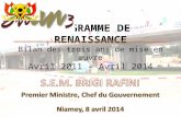 PROGRAMME DE RENAISSANCE Bilan des trois ans de mise en œuvre Avril 2011 – Avril 2014