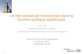 Le rôle conseil de l’économiste dans la fonction publique québécoise