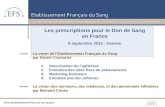 Les prescriptions pour le Don de Sang en France 6 septembre 2013 - Genève