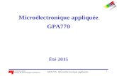 Microélectronique appliquée GPA770 Été 2014