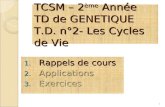 TCSM – 2 ème  Année TD de GENETIQUE  T.D. n°2- Les Cycles de Vie