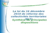 La loi du 16 décembre 2010 de réforme des collectivités territoriales (RCT)