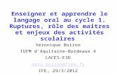 Véronique Boiron IUFM d’Aquitaine-Bordeaux 4 LACES-E3D vero.boiron@free.fr IFE, 29/3/2012