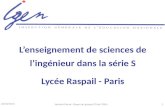 L’enseignement de sciences de l’ingénieur dans la série S Lycée Raspail - Paris